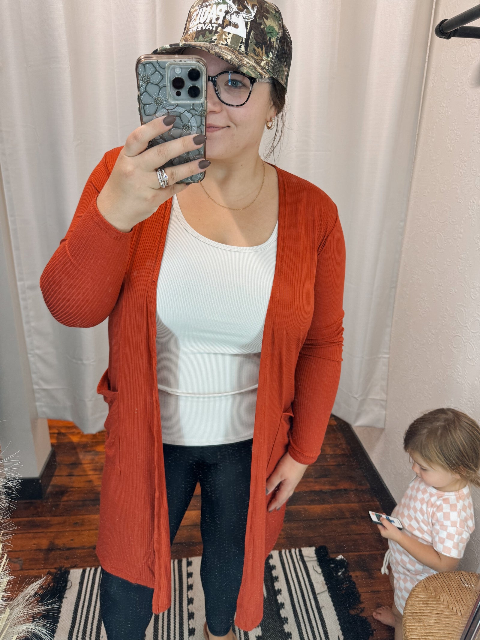 Rust Long Sleeve Open Cardigan Cardigan Blakely 