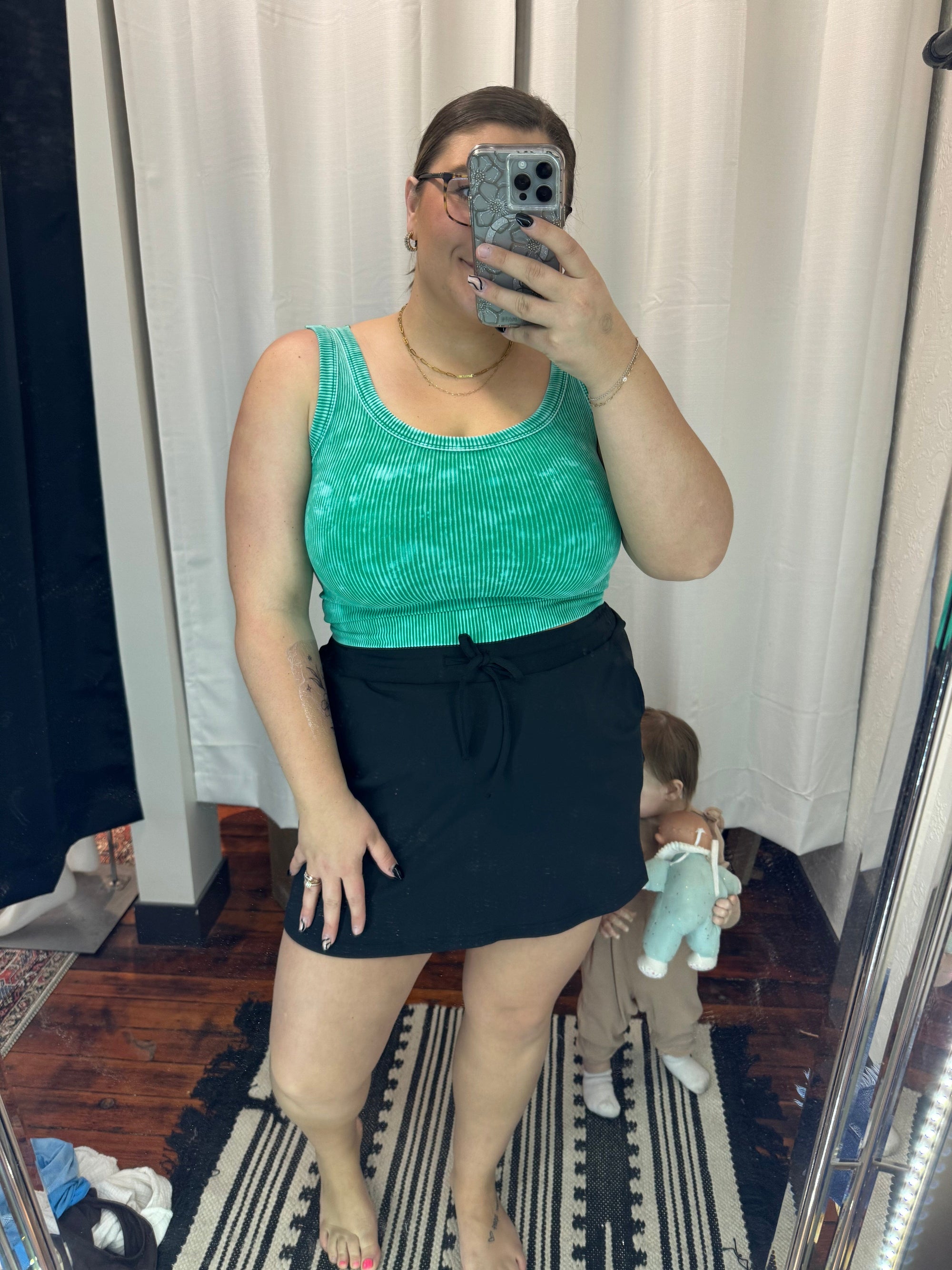 Kelly Green Acid Wash Ribbed Crop Tank Top Summer Tanks Zenana 