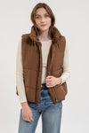 Brown Puffer Vest Outerwear blu pepper 