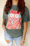 Sassy 3D Rhinestone Tiger Graphic Tee The Humming Arrow Boutique 