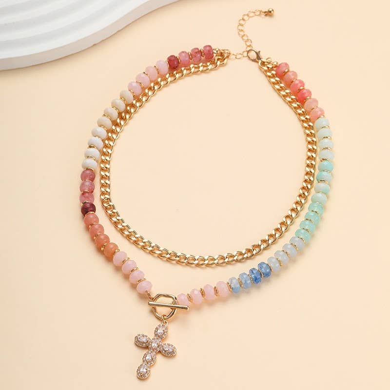 Multi Layer Pendant Resin Beaded Necklaces | 40NK9753: HEART JOSSLYN by wall to wall 