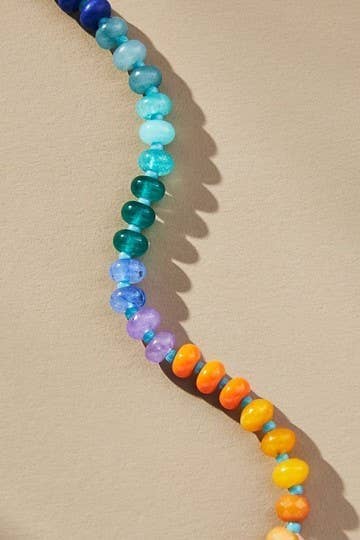 NATURAL AGATE GLASS SEMI PRECIOUS BEAD NECKLACE | 80N896: 1A JOSSLYN by wall to wall 