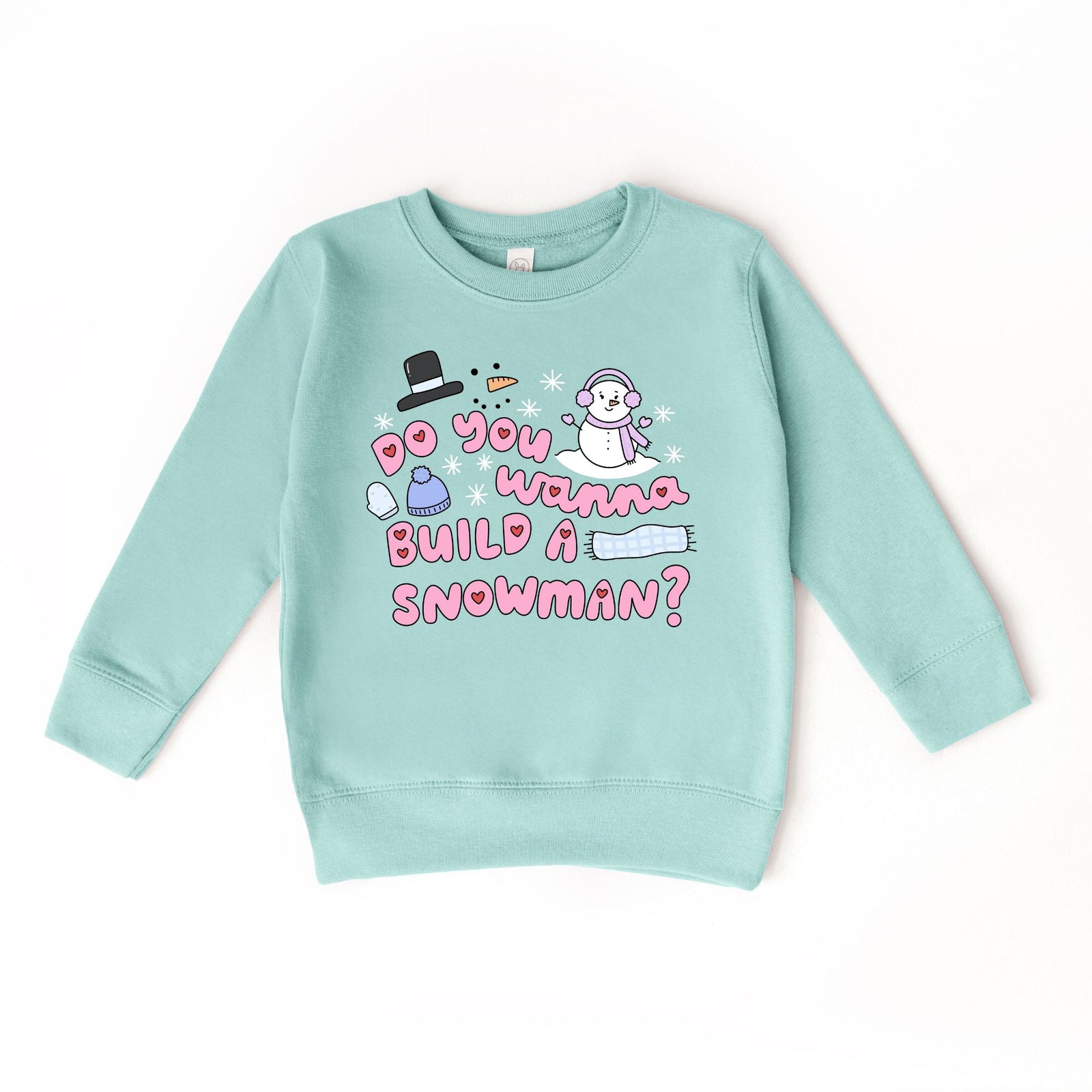 Do you wanna build a snowman Kids Pullover Sweatshirt : Teal / 5/6 T Benny & Ray Apparel 