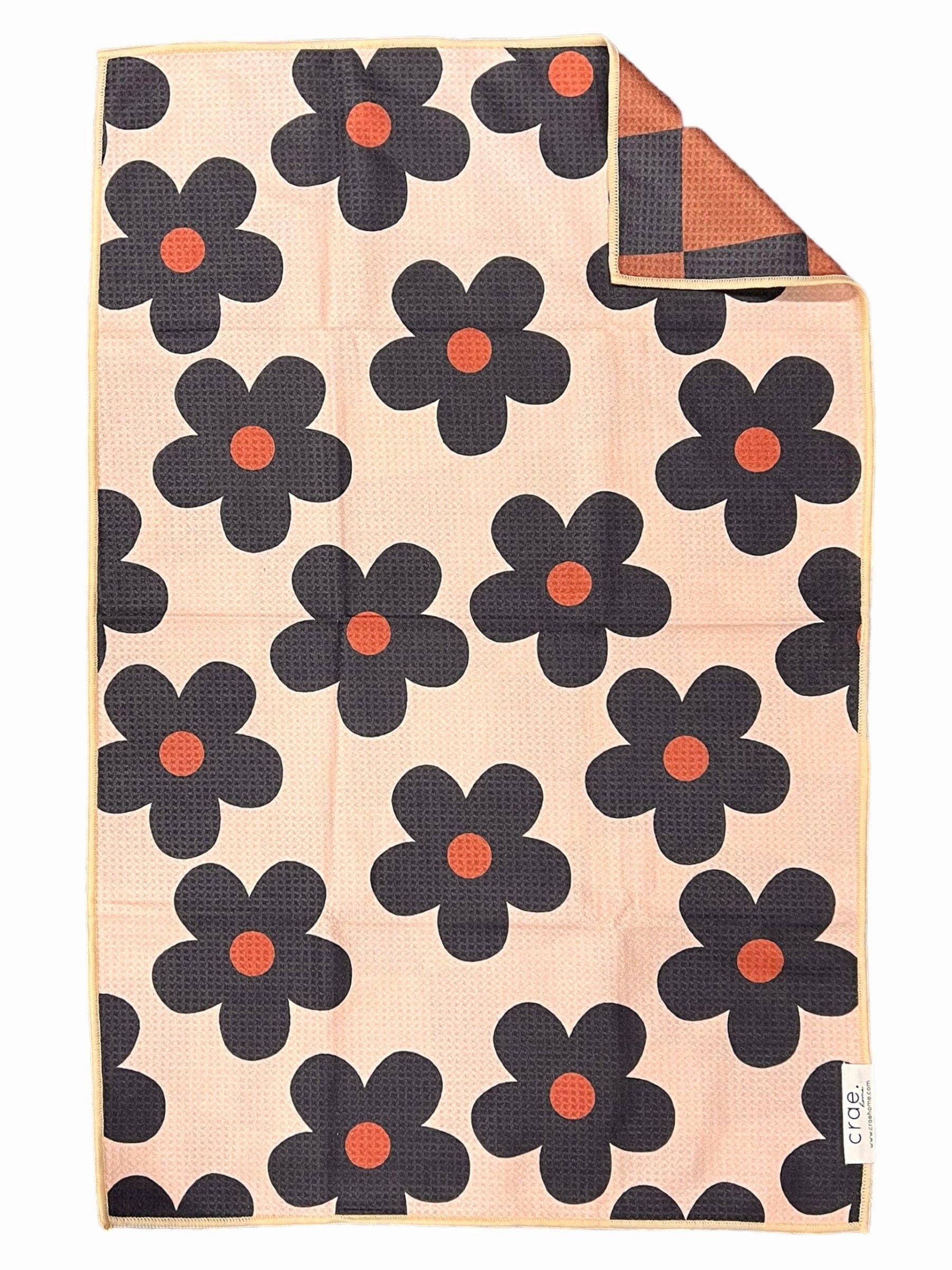 Bobbie: Reversible Hand Towel: Black/Brown/Cream / 19x29 in / Hand Towel Crae.Home 