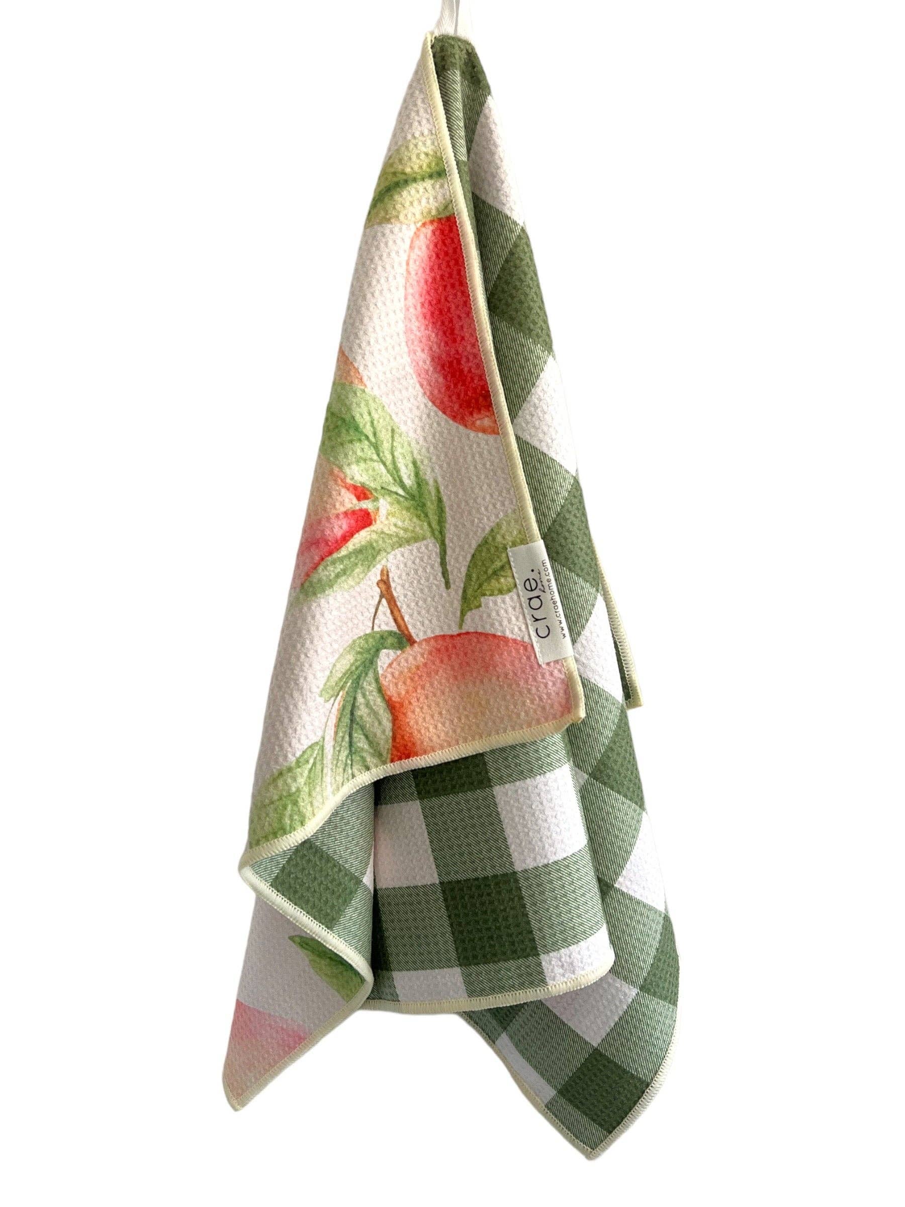 Peaches and Cream: Reversible Hand Towel: Orange/Cream/Green / 19x29 in / Hand Towel Crae.Home 