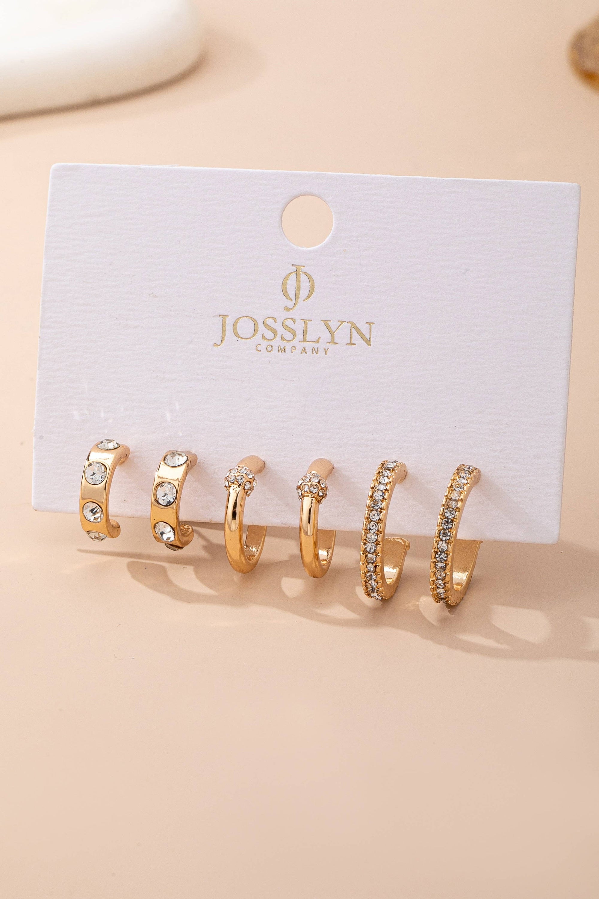 Gold-Tone Crystal Huggie Hoop Earring Set | 80E61880: SET JOSSLYN by wall to wall 