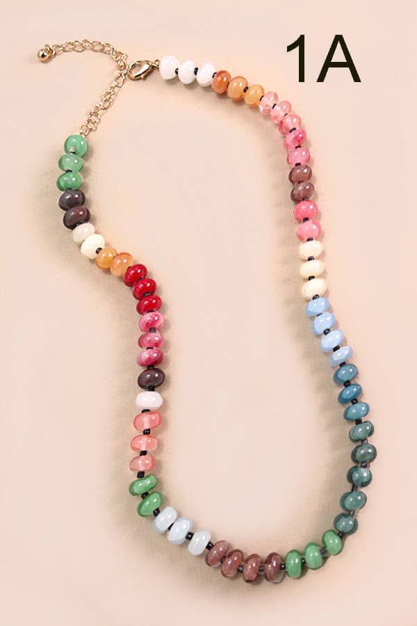 NATURAL AGATE GLASS SEMI PRECIOUS BEAD NECKLACE | 80N896: 1E JOSSLYN by wall to wall 