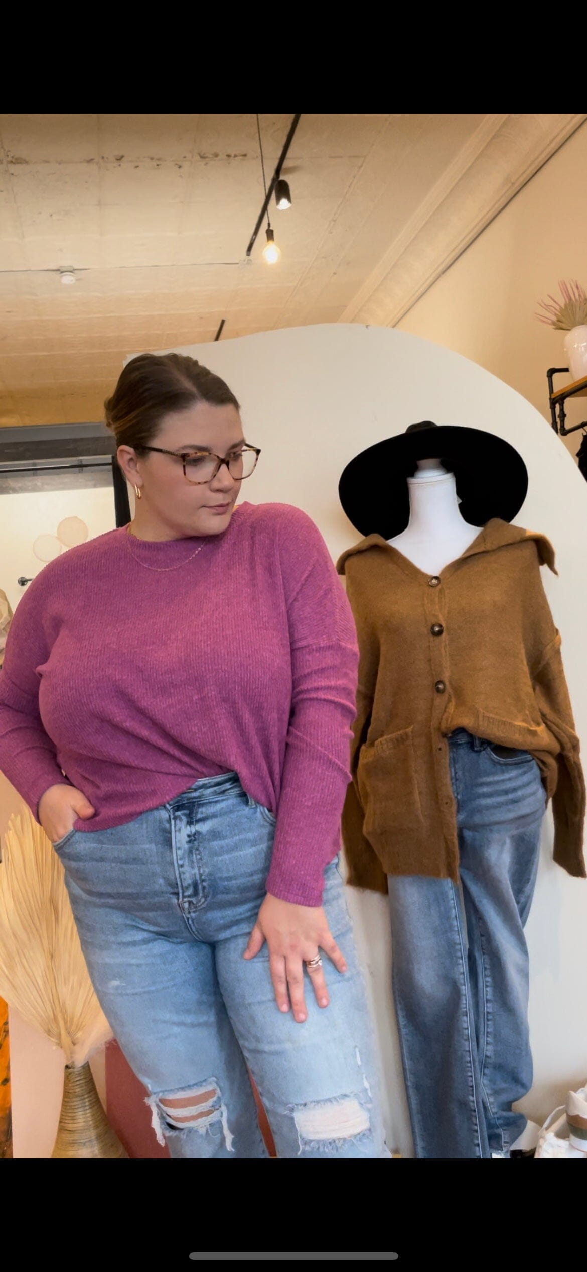 Light Plum Ribbed Dolman Sleeve Sweater Long sleeve Zenana 