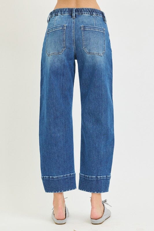 Risen Medium Wash Slouchy Barrel Mid Rise Jeans Bottoms Risen 