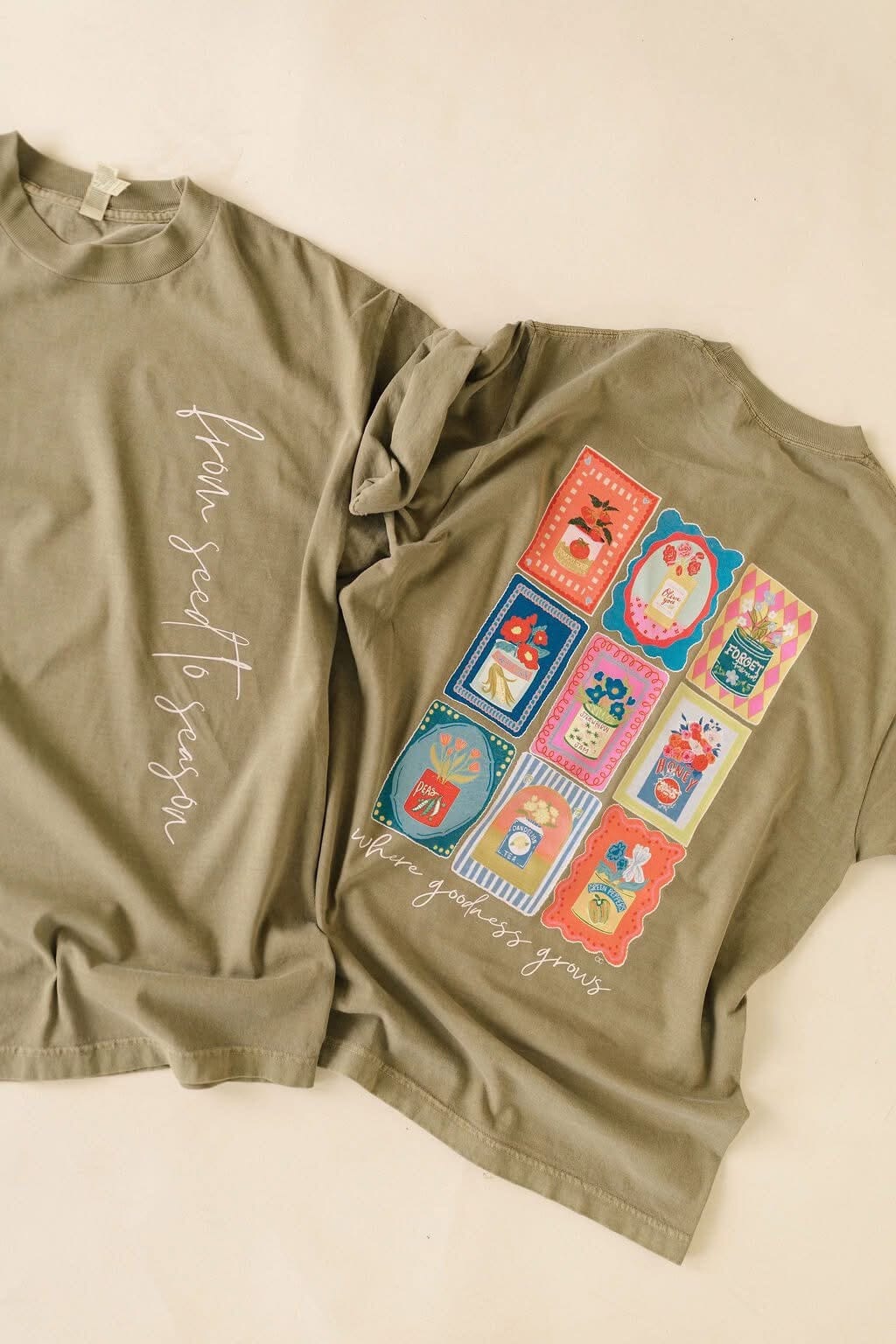 PREORDER | From Seed to Season Olive Green Graphic Tee Short sleeve Chaudoin Creations 