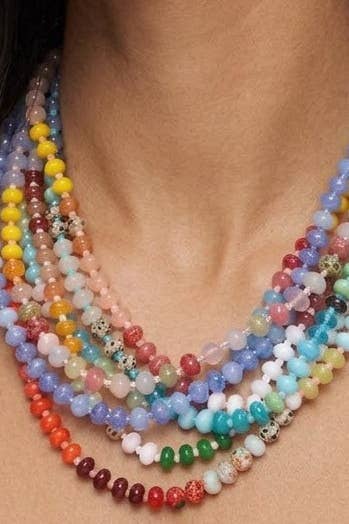 Natural Stone Semi-Precious Glass Mixed Necklace | 40NK9694: B JOSSLYN by wall to wall 