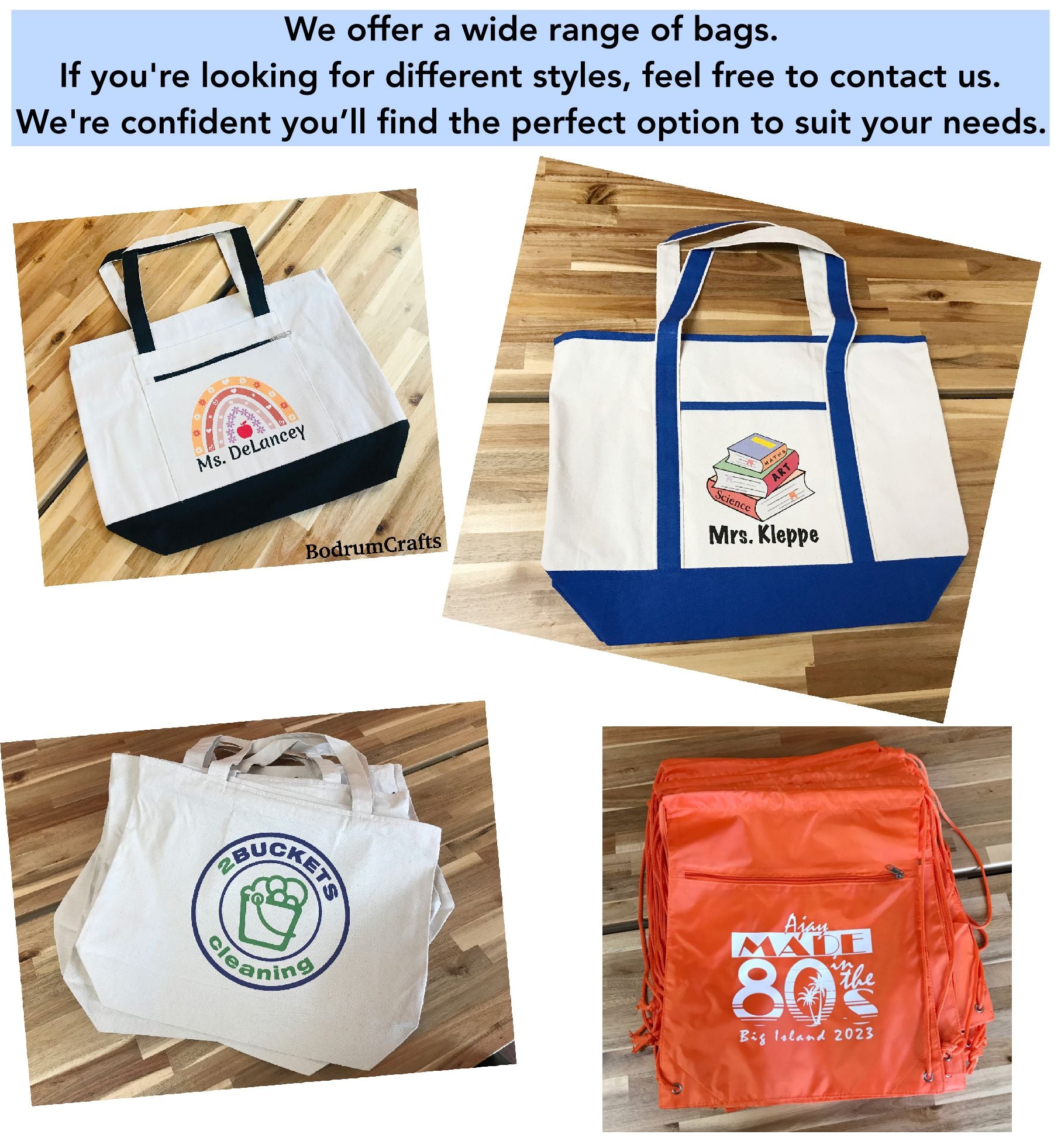 Custom Printed Cotton Bags, Bulk Tote Bags Personalized: Heavy Canvas / Unprinted BodrumCrafts 