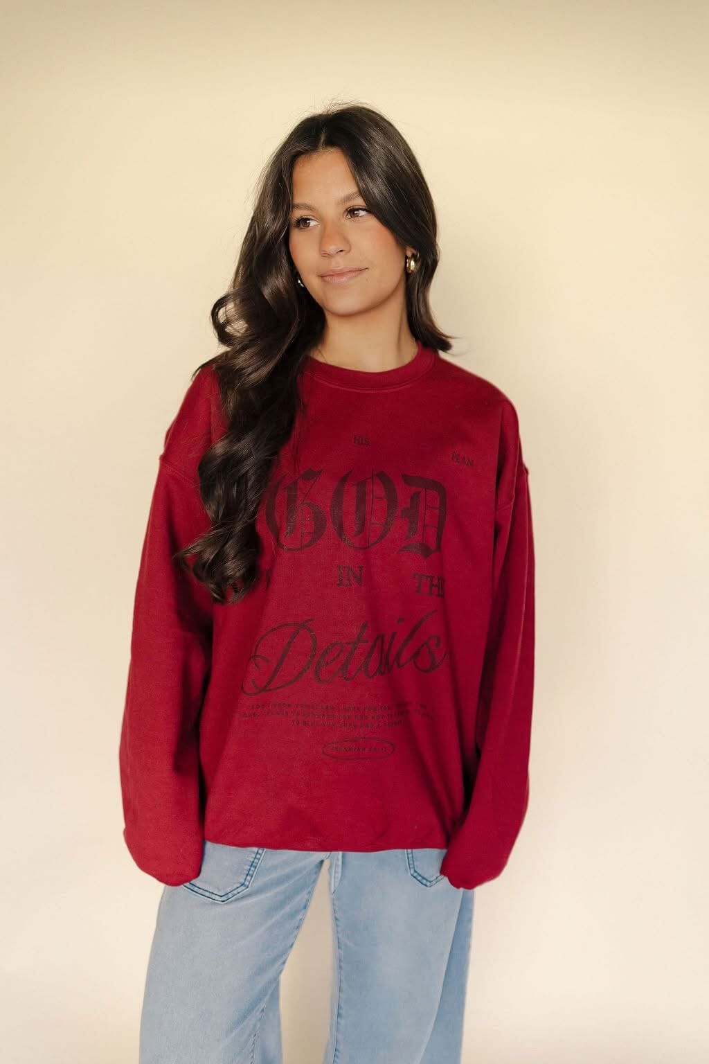 PREORDER | God Is In The Details Red Graphic Crewneck Long sleeve Chaudoin Creations 
