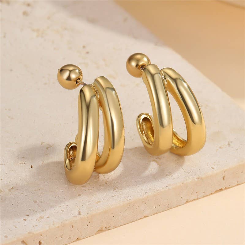 Double-Hoop Sculptural Earrings | 40E491: SILVER JOSSLYN by wall to wall 