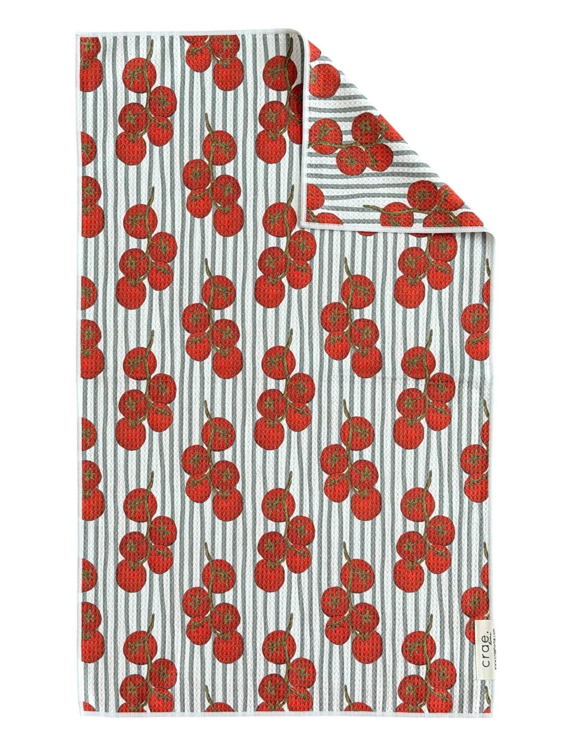Tomato, Tomahto: Double-Sided Hand Towel: White/Grey / Hand Towel (17 in x 27 in) Crae.Home 