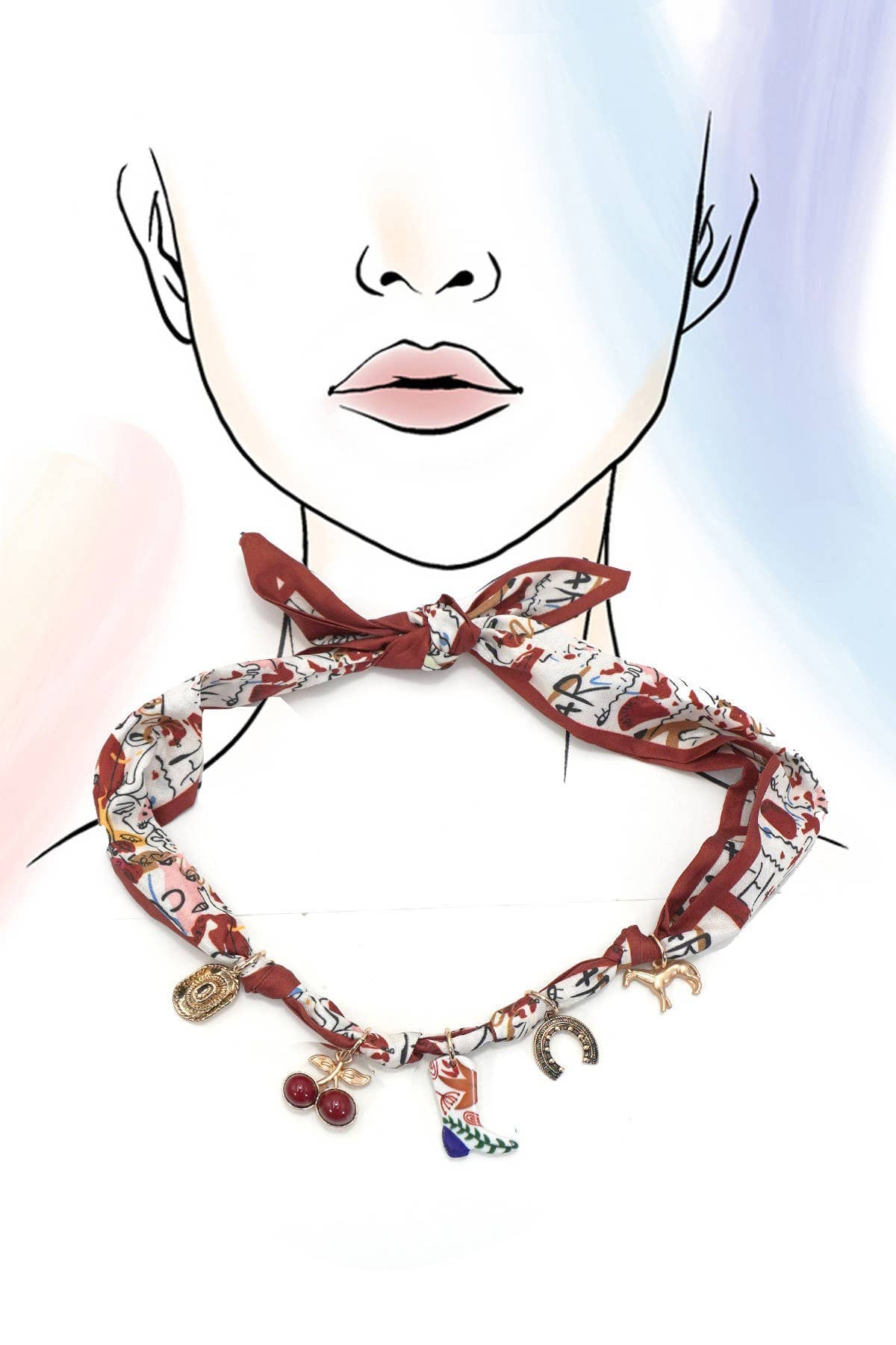 SCARF CHARM NECKLACE-BOOT CHERRY HORSESHOE HAT | 80N92393: GOLD JOSSLYN by wall to wall 
