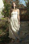 Natural Contrast Fold Over Strapless Midi Dress Dress blu pepper 