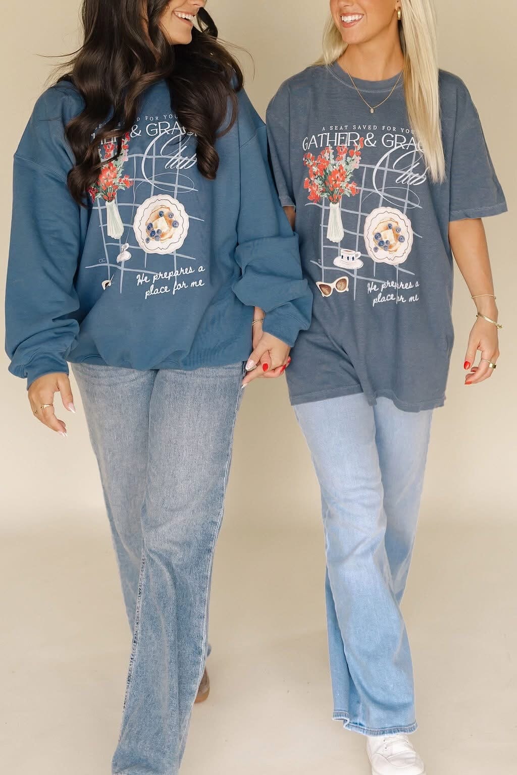 PREORDER | Gather and Grace Club Heather Navy Graphic Tee Short sleeve Chaudoin Creations 