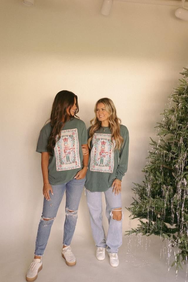 Nutcracker Playing Card Blue Spruce Comfort Colors Graphic Tee Short sleeve Chaudoin Creations 