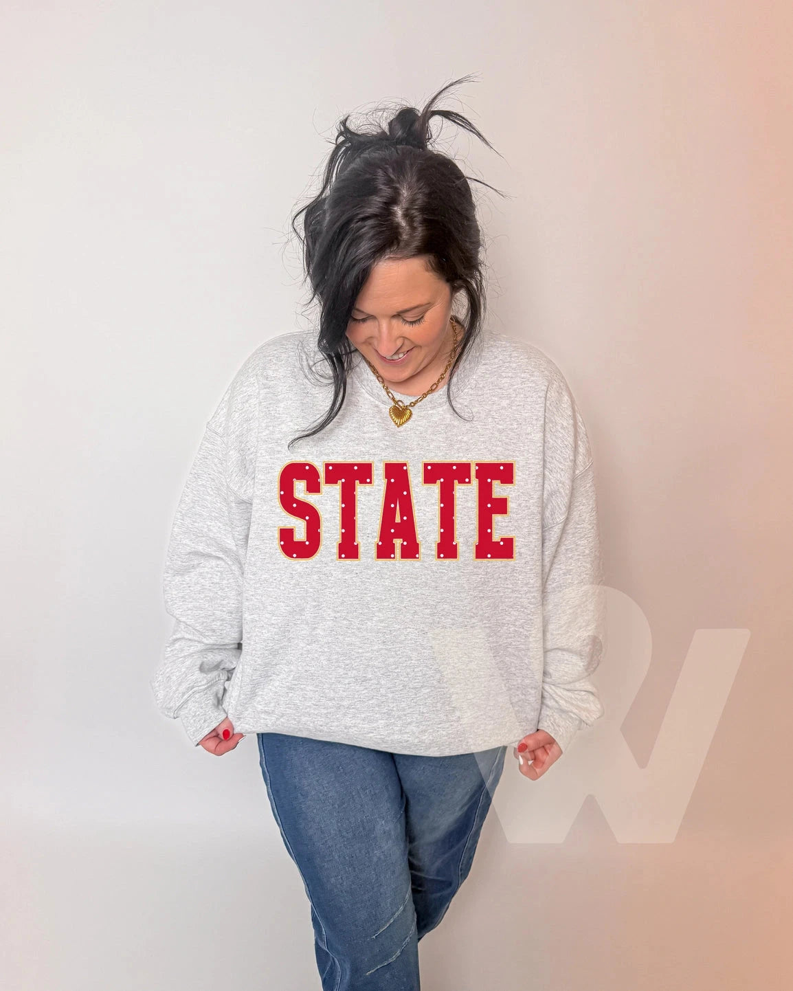 PREORDER | Iowa State Cyclones Polka Dot Ash Crewneck Sweatshirt Long sleeve Wicker Road Boutique 