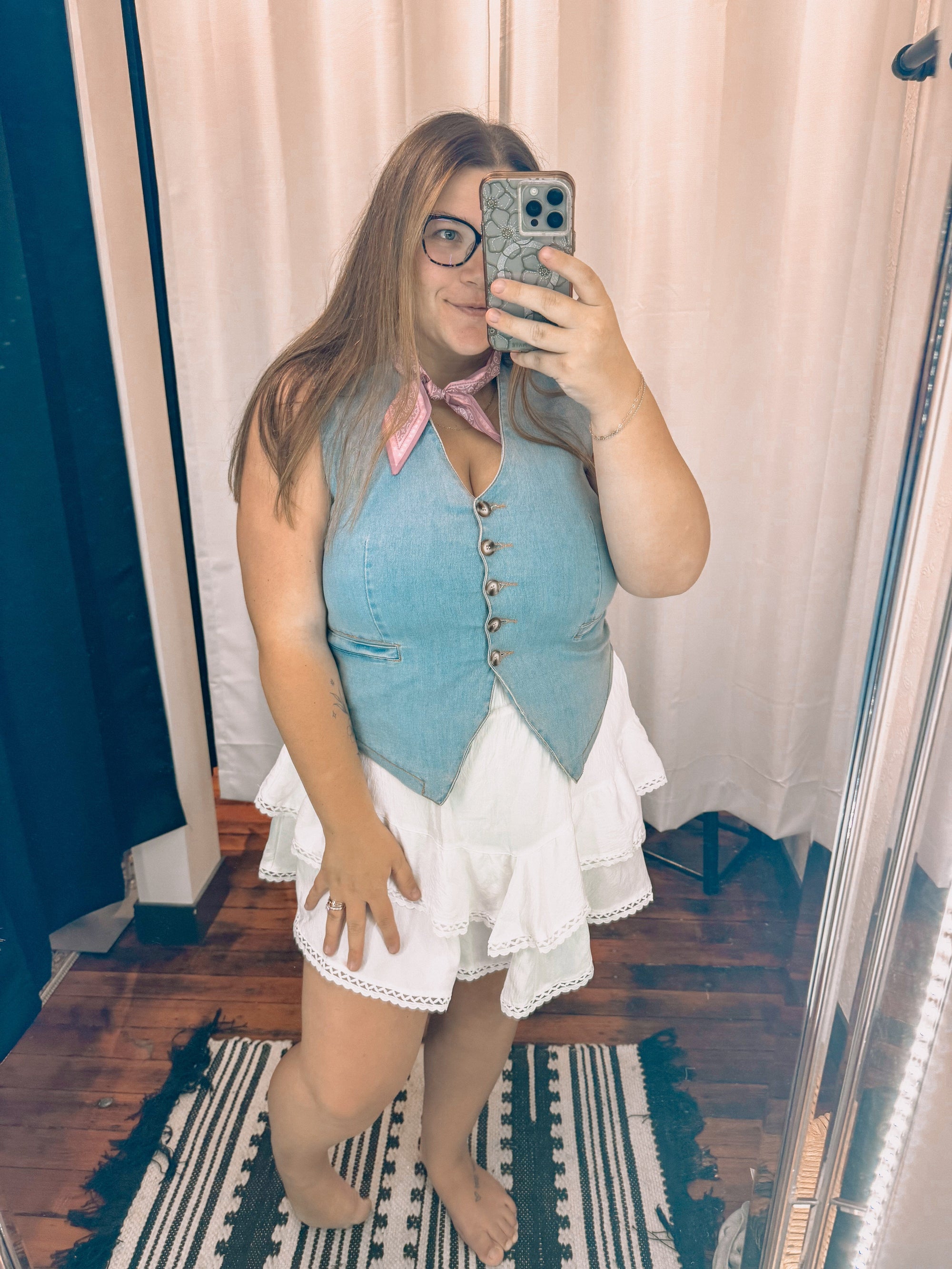 Stretch Light Wash Denim Vest Summer Tanks Anniewear 