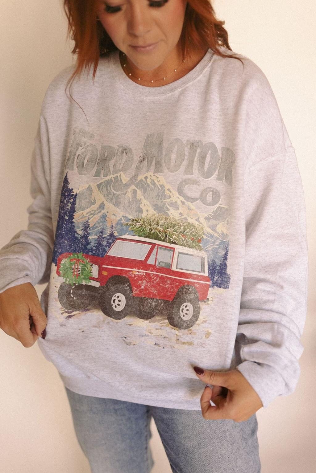 Ford Motor Co Bronco Christmas Crewneck Sweatshirt Long sleeve Chaudoin Creations 