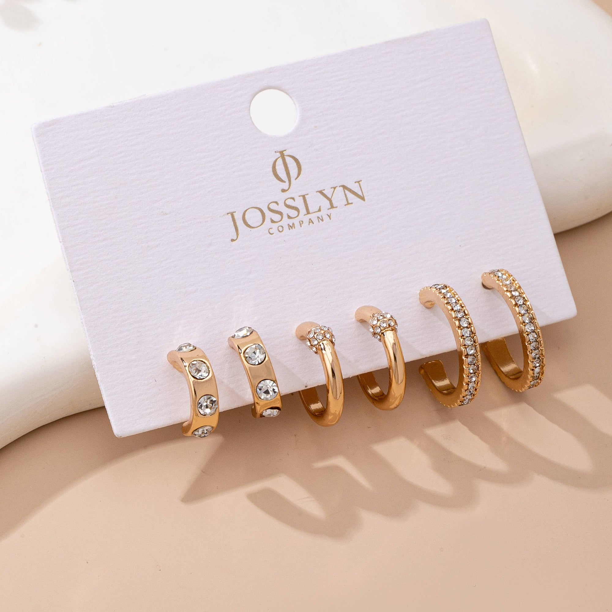 Gold-Tone Crystal Huggie Hoop Earring Set | 80E61880: SET JOSSLYN by wall to wall 