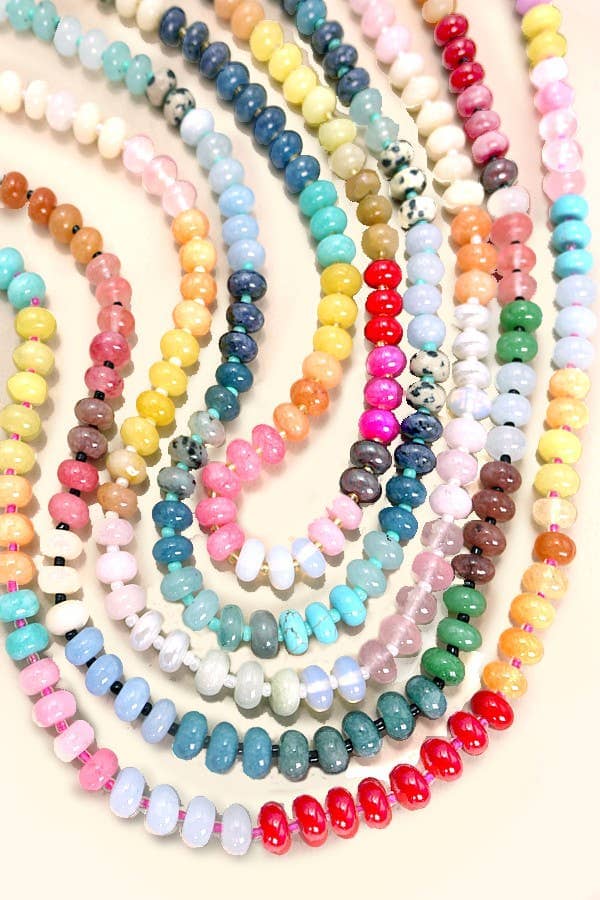 NATURAL AGATE GLASS SEMI PRECIOUS BEAD NECKLACE | 80N896: 1A JOSSLYN by wall to wall 