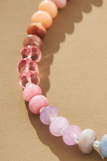 NATURAL AGATE GLASS SEMI PRECIOUS BEAD NECKLACE | 80N896: 1A JOSSLYN by wall to wall 