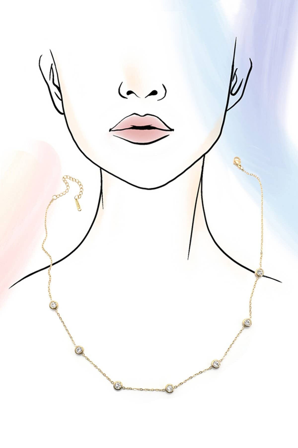 18K STAINLESS STEEL TARNISH FREE RHINESTONE NECK | 40NK9543: GOLD JOSSLYN by wall to wall 