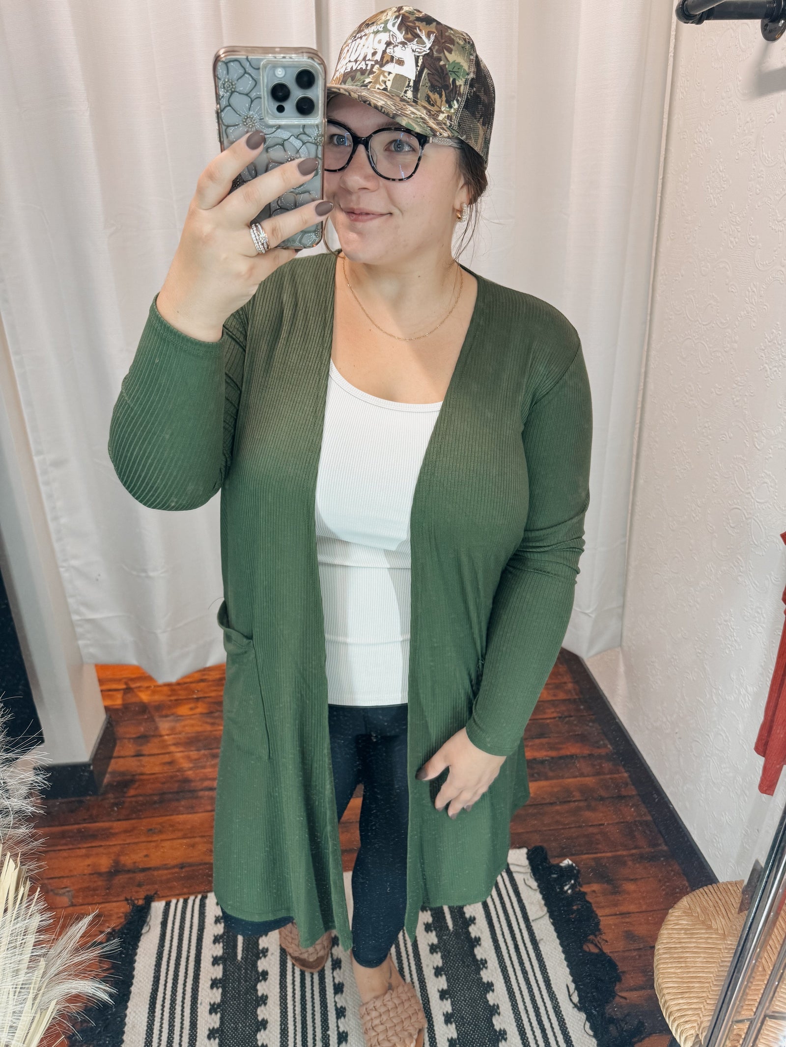 Olive Long Sleeve Open Cardigan Cardigan Blakely 