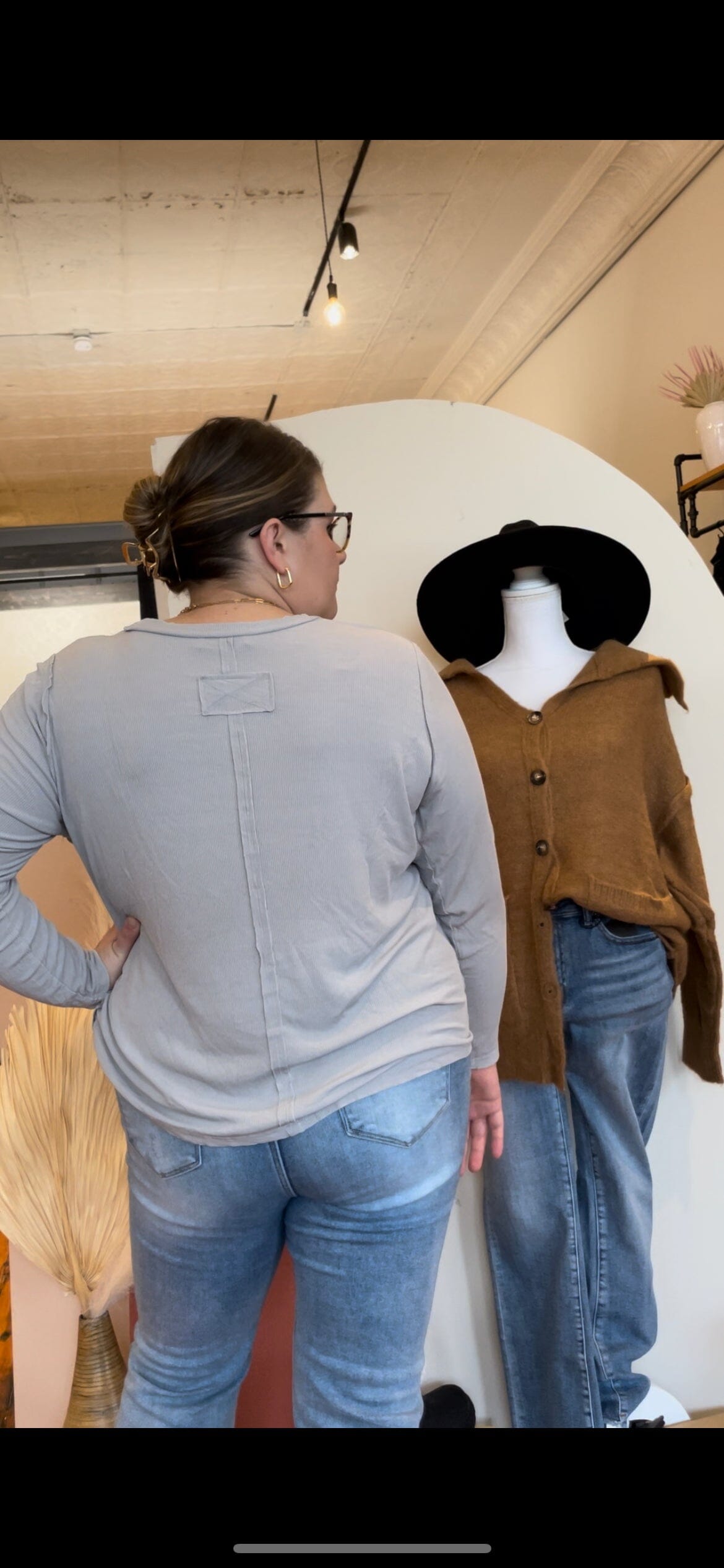 Light Grey Washed Ribbed Long Sleeve Top Long sleeve Zenana 