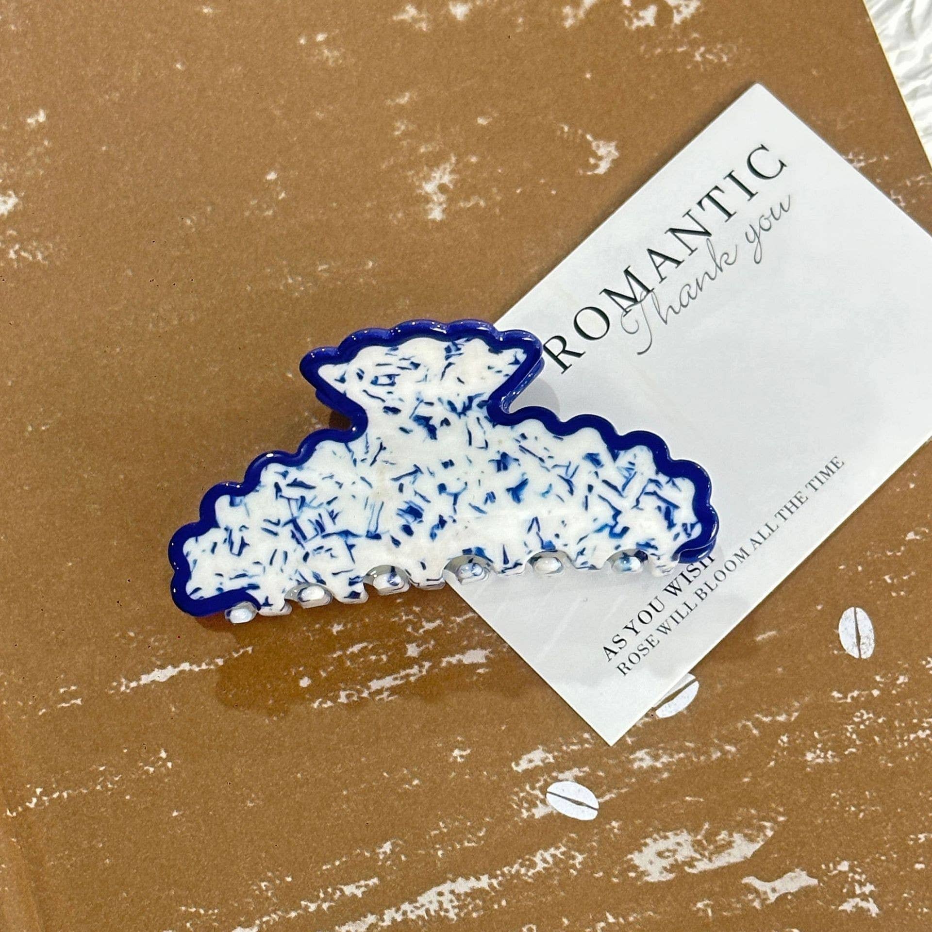 VINTAGE PORCELAIN STYLE HALF MOON HAIR CLAW CLIPS | 40H964: Blue JOSSLYN by wall to wall 