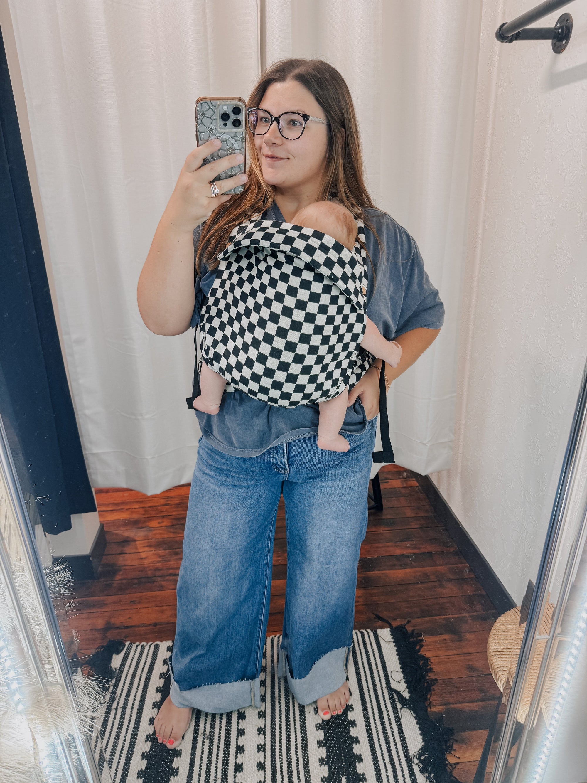 Risen Medium Wash Tummy Control High Rise Crop Wide Cuffed Jeans Bottoms Risen 