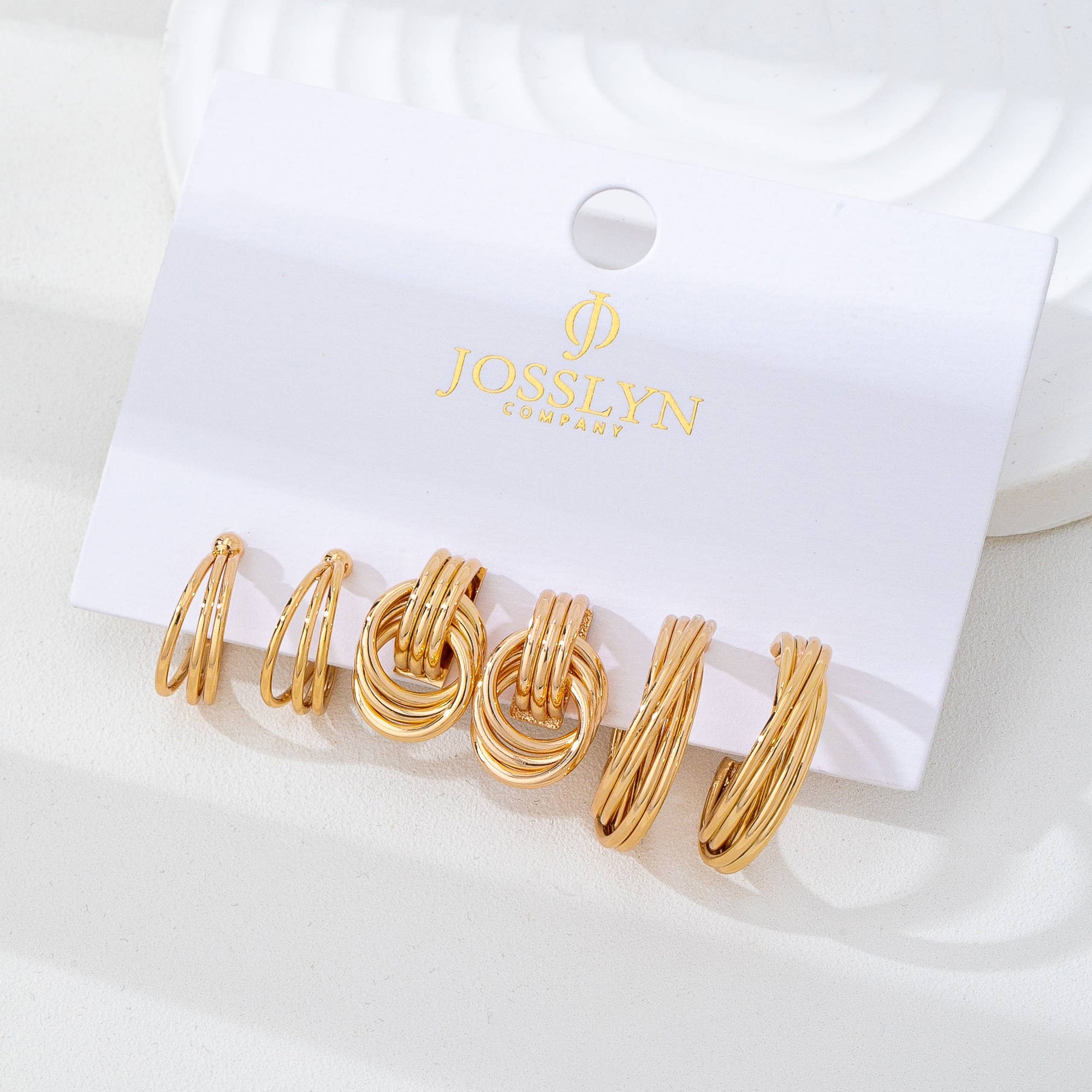 Curated Multi-Line Hoop Earring Set | 80E62143: Gold JOSSLYN by wall to wall 