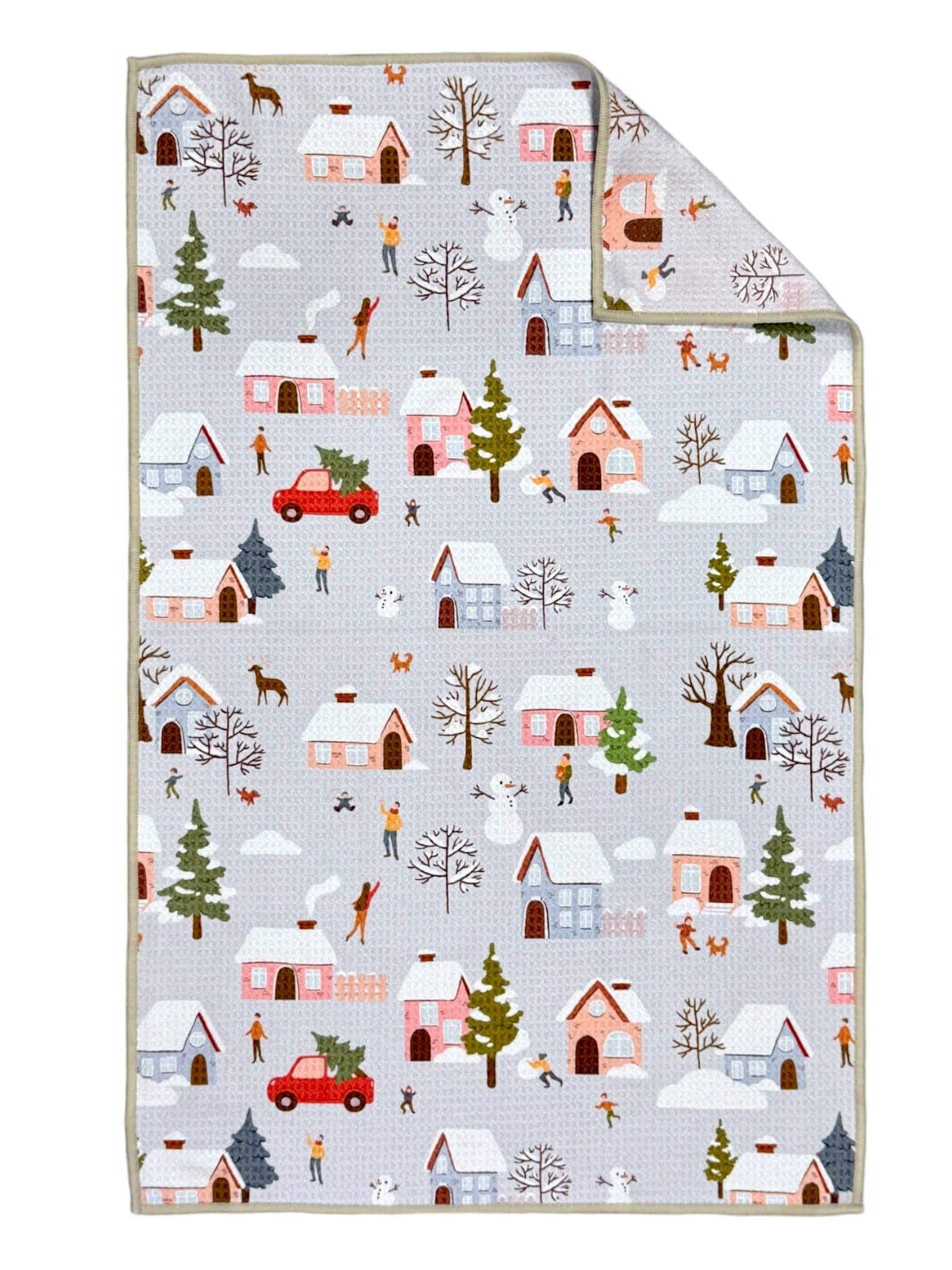Winter Village: Double-Sided Hand Towel: Blue / 17x27 in / Hand Towel Crae.Home 