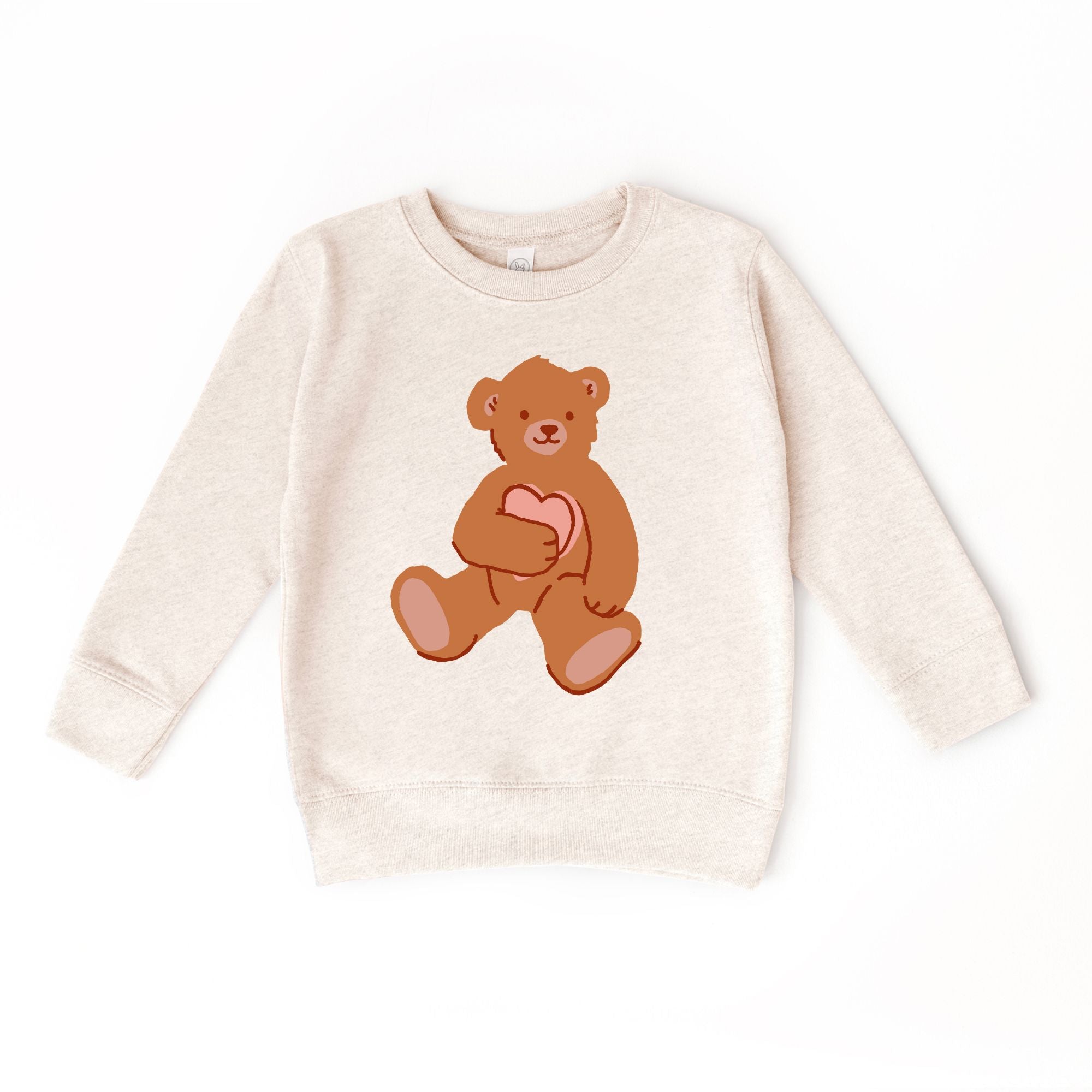 Bear Holding Heart Valentines Day Kids sweatshirt : Grey / 5/6 T Benny &amp; Ray Apparel 