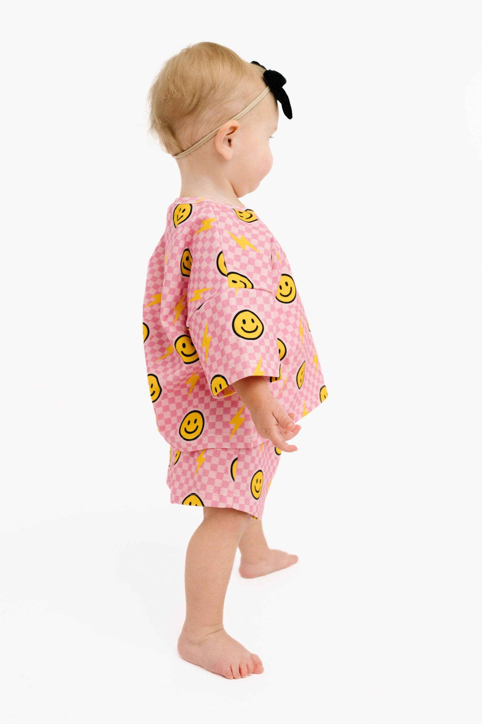 Pink Bolt Check Slouchy Set: 2T Little One Shop 