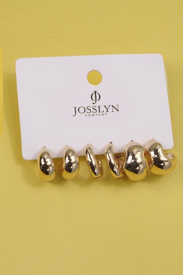 BUBBLY MINI HUGGIE HOOP TRIO EARRINGS | 80E2869: GOLD JOSSLYN by wall to wall 