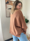 Deep Camel Oversized Side Slit Sweater Long sleeve Zenana 