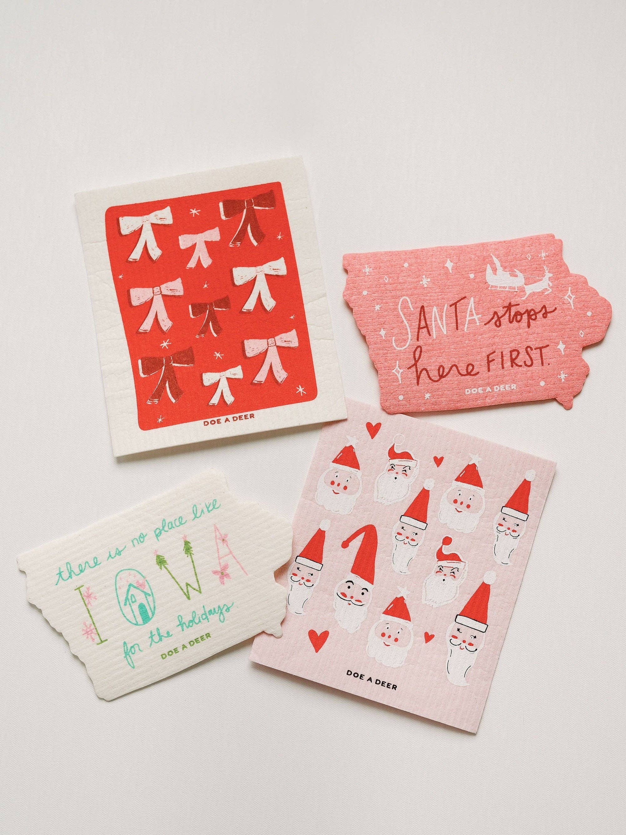 Santa Stops Here First - Swedish Dishcloth Doe A Deer 