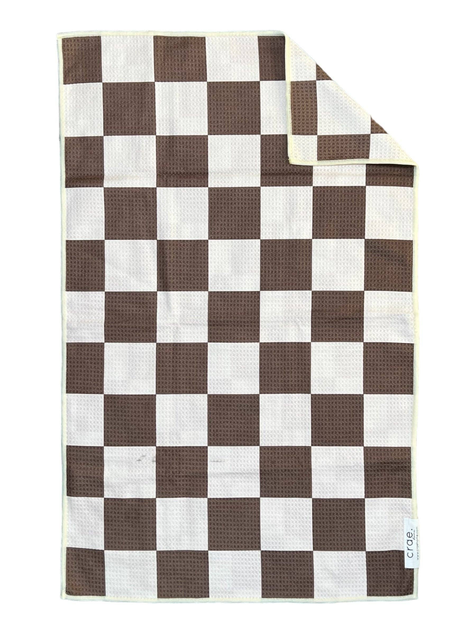Chocolate Check: Double-Sided Hand Towel: Cream/Brown / 17x27 in / Hand Towel Crae.Home 