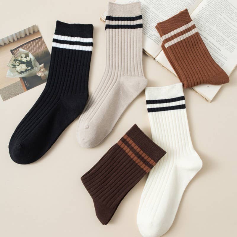 WOMAN STRIPE HALF CREW THROWBACK COTTON SOCKS | 40S02076: Off white JOSSLYN by wall to wall 