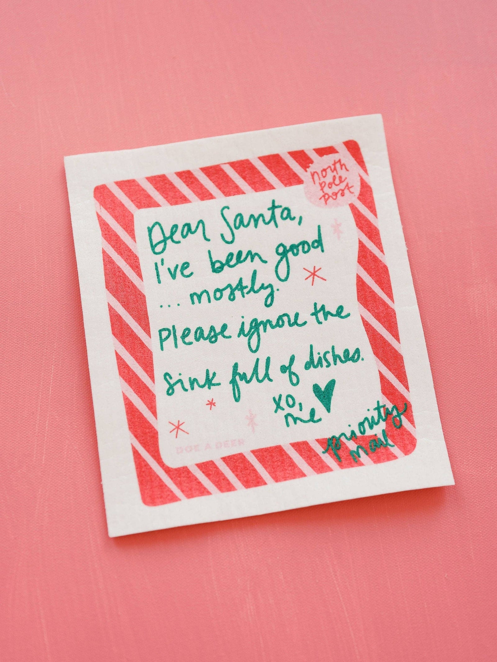 Dear Santa Swedish Dishcloth | Reusable, Holiday, Christmas Doe A Deer 