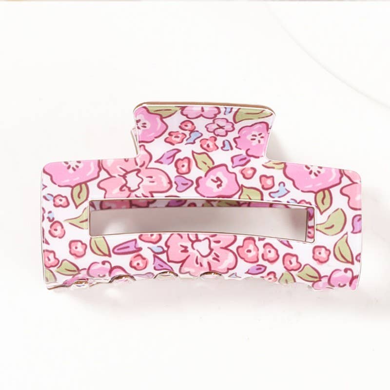 JUMBO FLORAL RECTANGLE HAIR CLAW CLIPS | 40H936: A JOSSLYN by wall to wall 