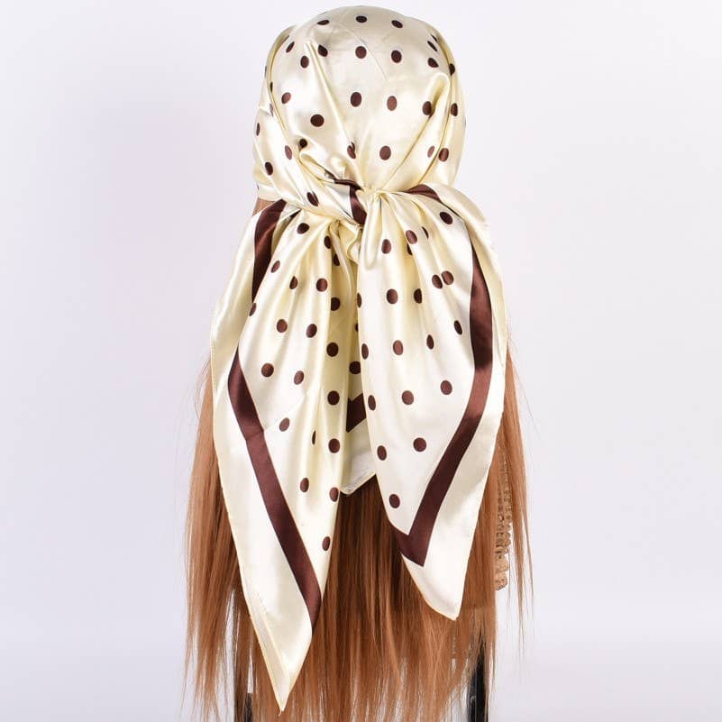 LARGE POLKA DOT PRINT BANDANA SCARF | 40SC694: IVORY JOSSLYN by wall to wall 