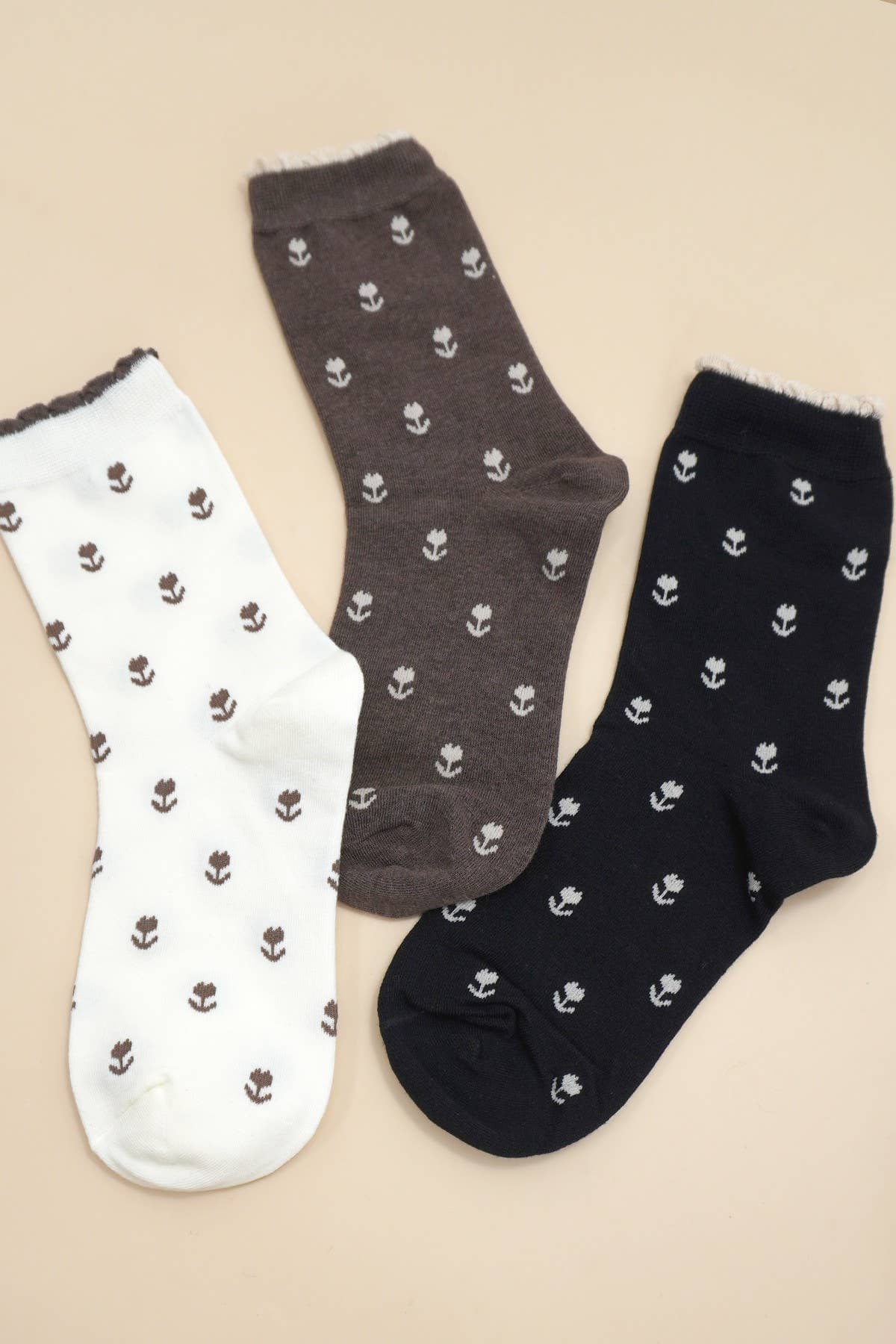 WOMAN BREATHABLE FLORAL COTTON SOCKS | 40S02067: OFF WHITE JOSSLYN by wall to wall 