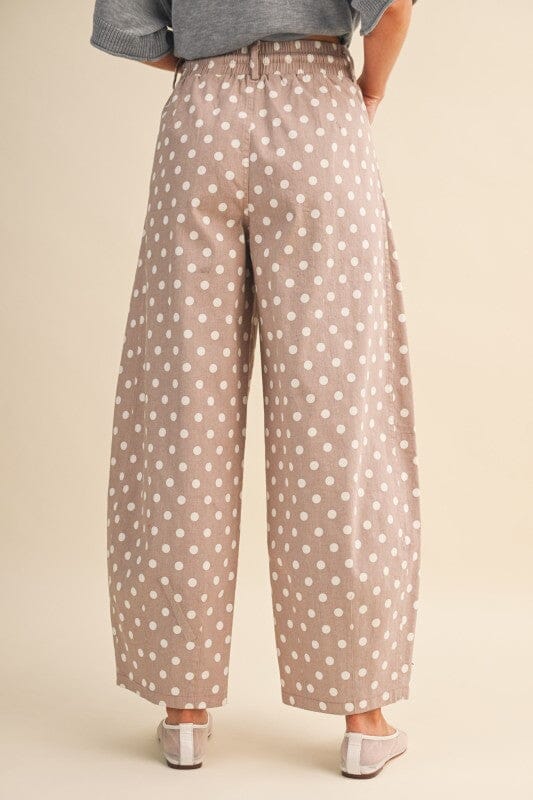 Taupe Polka Dot Cord String Elastic Pants Bottoms &amp;merci 