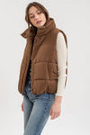 Brown Puffer Vest Outerwear blu pepper 