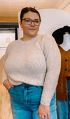 Sand Beige Melange Knit Sweater Long sleeve Zenana 